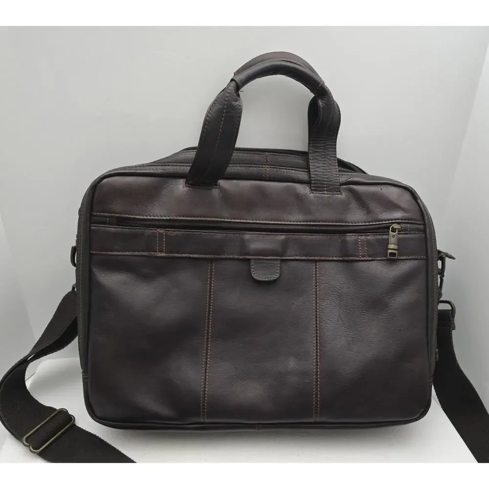 Samsonite Brown/Black Leather Laptop Business Case Briefcase Case Bag